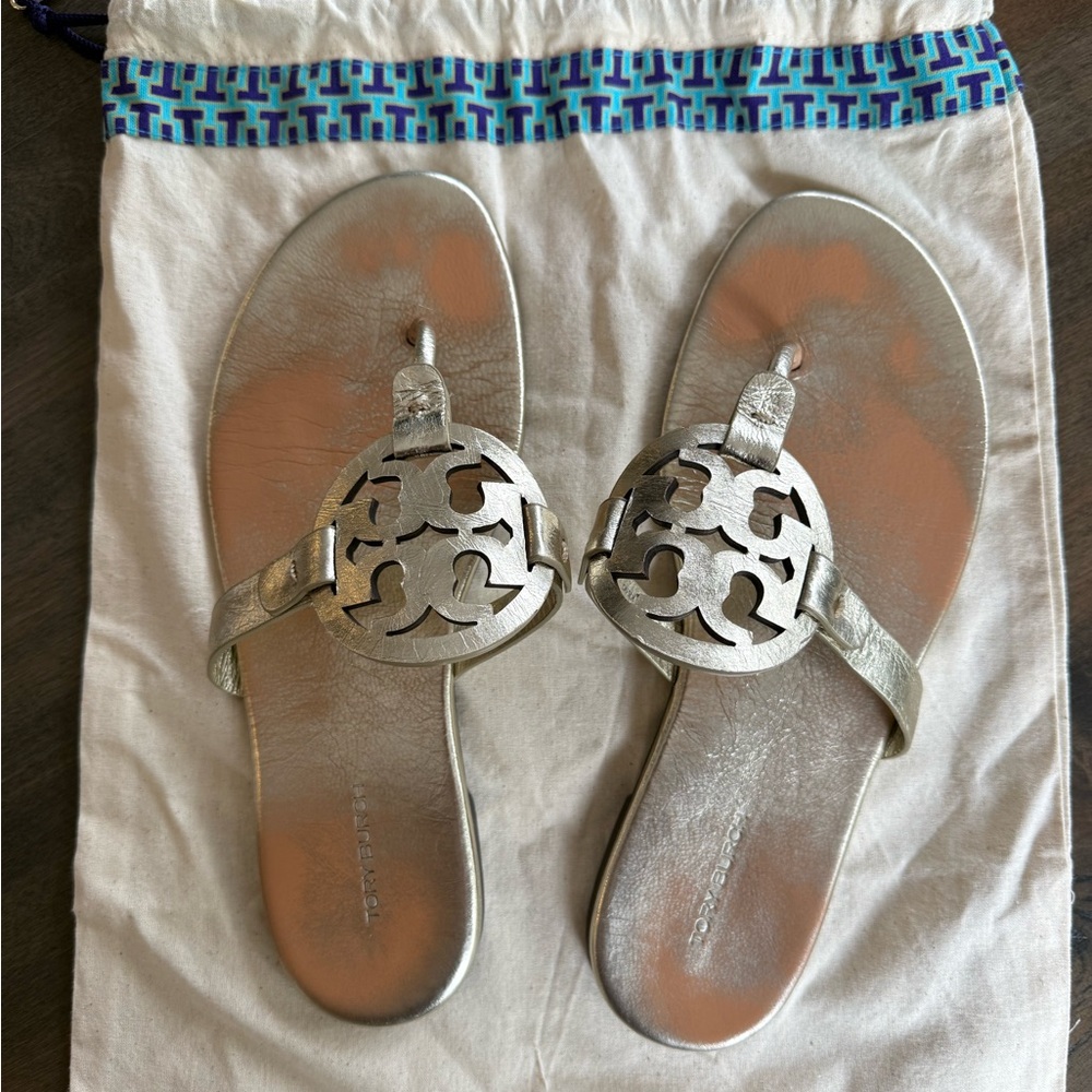 Tory Burch Miller Metallic Gold Sandals 8.5